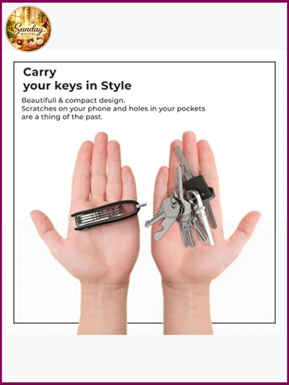 Leather Keychain Holder for Men, Key Ring Organizer, Pockets